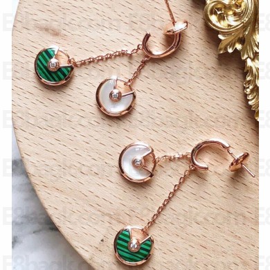 Cartier amulette de Earrings Green and White