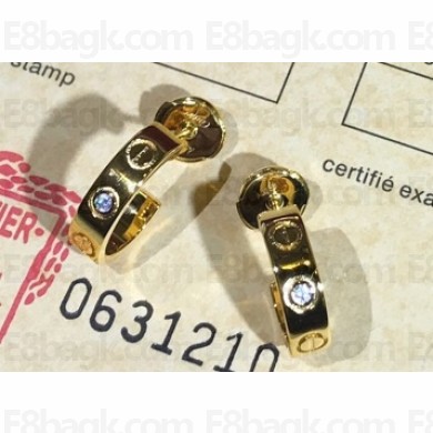 Cartier Love Earrings with 2 Diamonds Yellow Gold