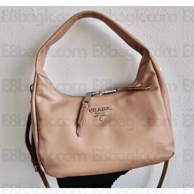Prada Leather Hobo Bag 1BC132 Nude 2020