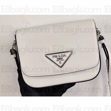 Prada Saffiano Leather Shoulder Bag 1BD249 White 2020