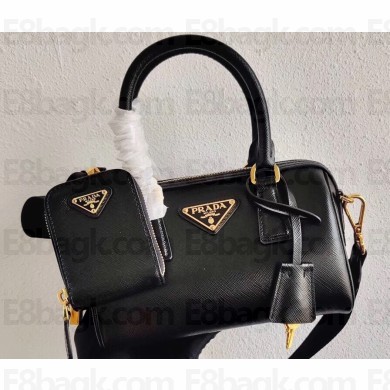 Prada Leather Mini Boston Bag 1BB846 Black/Gold 2020