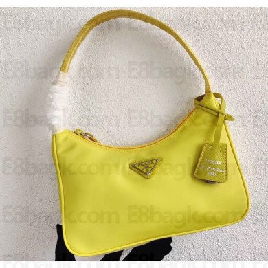 Prada Re-Edition 2000 Nylon Mini Hobo Bag 1NE515 Lemon Yellow 2020