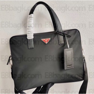 Prada Nylon Briefcase 2VE368 Black/Red Logo 2020