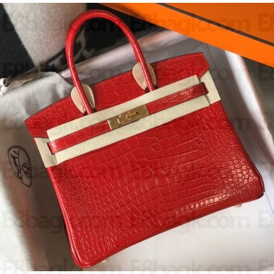 Hermes Birkin 25cm/30cm Bag in Crocodile Pattern Red