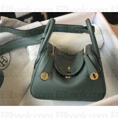 Hermes Mini Lindy 19cm Bag Almond Green