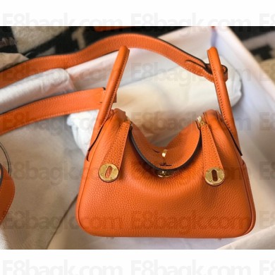 Hermes Mini Lindy 19cm Bag Orange