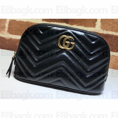 Gucci Leather GG Marmont Cosmetic Case Bag 625690 Black 2020
