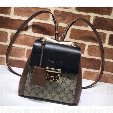 Gucci Padlock GG Supreme Backpack Bag 498194 Black/Brown