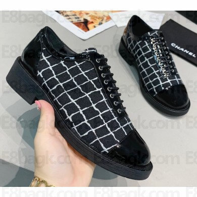 Chanel Tweed and Patent Calfskin Lace-Ups G36208 Black 2020