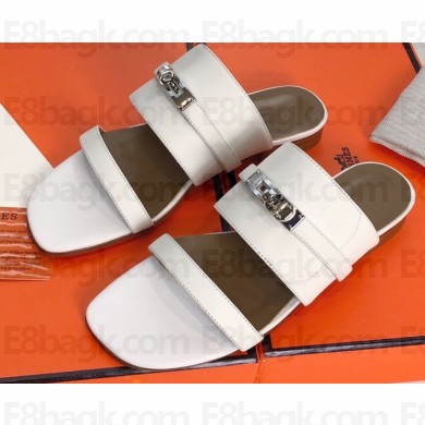 Hermes Kelly Avenue Sandals White 2020