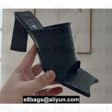 Balenciaga Heel 8cm Moon Mules Sandals Croco Pattern Black 2020