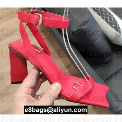 Balenciaga Heel 8cm Moon Ankle Strap Sandals Red 2020