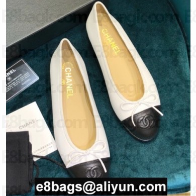 Chanel Classic Bow Ballerinas Flats Leather White/Black