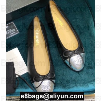 Chanel Classic Bow Ballerinas Flats Leather Black/Silver