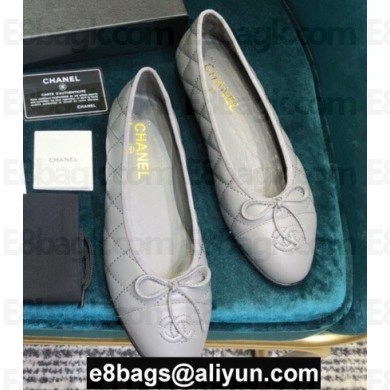 Chanel Classic Bow Ballerinas Flats Quilting Gray