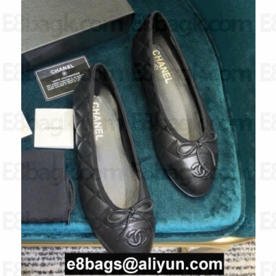 Chanel Classic Bow Ballerinas Flats Quilting Black