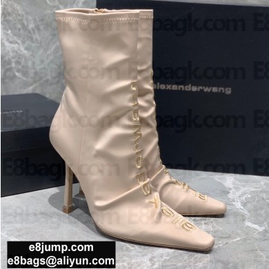 Alexander Wang Heel 10.5cm Satin Vanna Stretch Pointed Boots Nude 2020