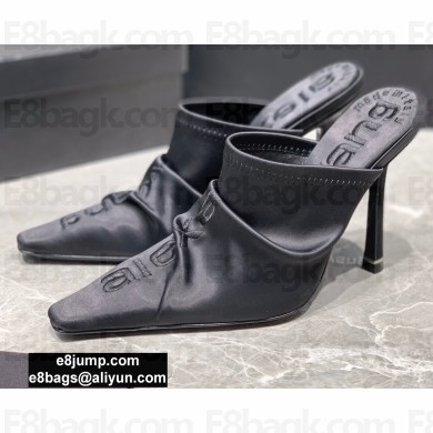 Alexander Wang Heel 10.5cm Satin Vanna Mules Black 2020