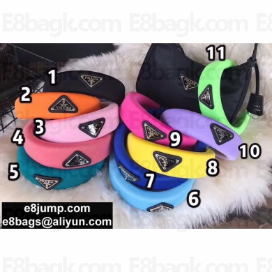 Prada Triangle Logo Wide Nylon Hairband Headband 2020