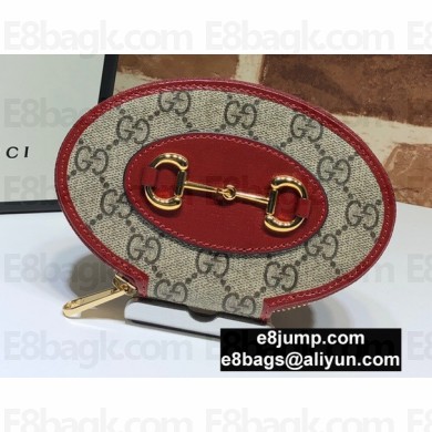 Gucci Horsebit 1955 Oval Coin Case 622040 GG Canvas Red 2020