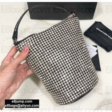 Alexander Wang Wangloc Bucket Bag With Crystal Rhinestone Chain Mesh Silver