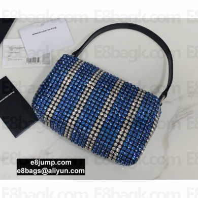 Alexander Wang Wangloc Medium Pouch Bag With Crystal Rhinestone Chain Mesh Blue/Silver