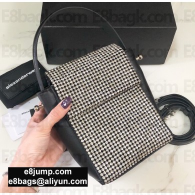 Alexander Wang Mini Shoulder Tote Bag With Crystal Rhinestone Chain Mesh Silver