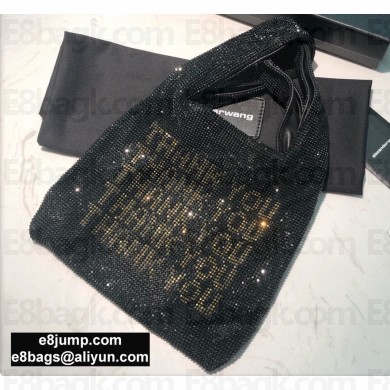 Alexander Wang Wanglock Mini Shopper Tote Bag With Crystal Rhinestone Chain Mesh Thank You Black