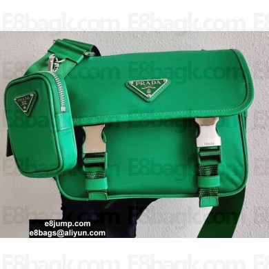 Prada Nylon and Saffiano Leather Shoulder Bag 2VD034 Green 2020