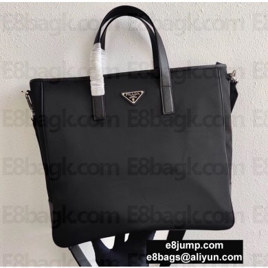 Prada Nylon and Saffiano Leather Tote Bag 2VG064 Black 2020