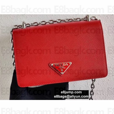 Prada Saffiano Leather Shoulder Mini Bag 1BD032 Red 2020