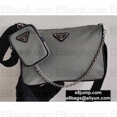 Prada Nylon Cross-Body Bag 2VH113 Gray 2020Prada Nylon Cross-Body Bag 2VH113 Gray 2020
