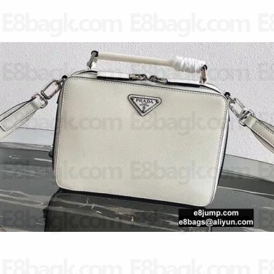 Prada Brique Saffiano Leather Cross-Body Bag 2VH069 White 2020
