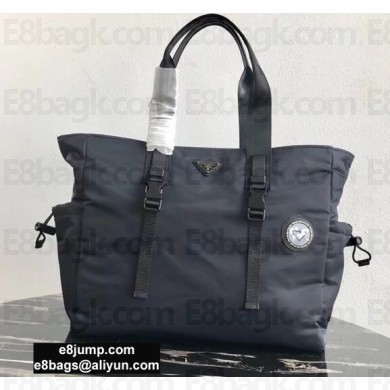 Prada Re-Nylon Tote Bag 2VG042 Dark Blue/White