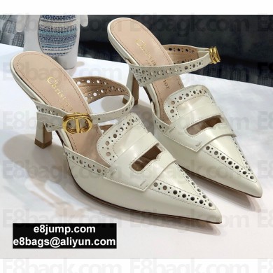 Dior Heel 8cm Boy-D Mules in Perforated Gradient Calfskin White 2020