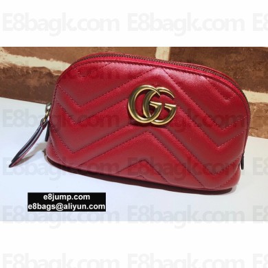 Gucci Leather GG Marmont Medium Cosmetic Case Bag 625544 Red 2020