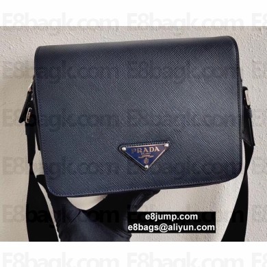 Prada Saffiano Leather Shoulder Bag with Strap 2VD038 Dark Blue 2020