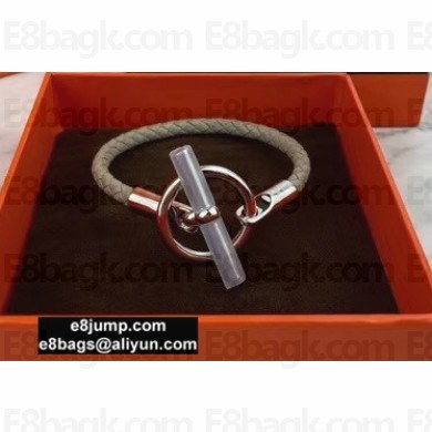 Hermes Glenan Braided Bracelet Gray/Silver
