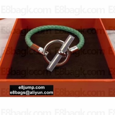 Hermes Glenan Braided Bracelet Green/Silver