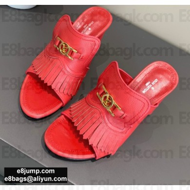 Louis Vuitton Heel 10cm Dauphine Indiana Mules Red 2020