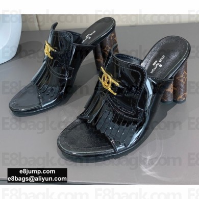 Louis Vuitton Heel 10cm Dauphine Indiana Mules Patent Black 2020