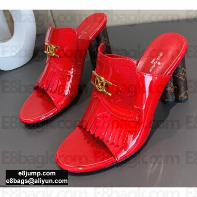 Louis Vuitton Heel 10cm Dauphine Indiana Mules Patent Red 2020