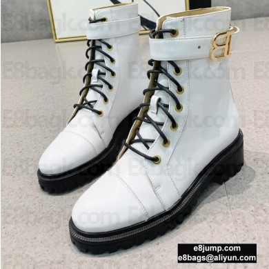 Balmain Leather Ranger Romy Ankle Boots White 2020