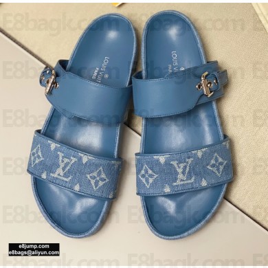 Louis Vuitton Bom Dia Flat Mules Denim Blue 2020