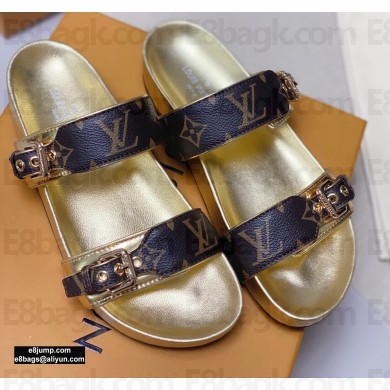 Louis Vuitton Bom Dia Flat Mules Monogram Canvas/Gold 2020