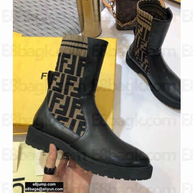 Fendi Leather Biker Ankle Boots Black/FF Logo 2020
