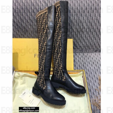 Fendi Thigh-High Boots Black/FF Logo 2020