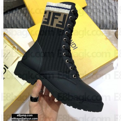 Fendi Leather Lace-up Biker Ankle Boots Black 2020