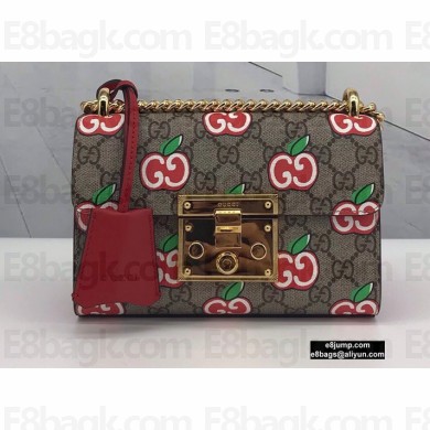 Gucci Small Padlock Shoulder Bag 409487 GG Apple Print 2020