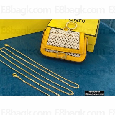 Fendi Raffia Nano Baguette Bag Charm Yellow 2020